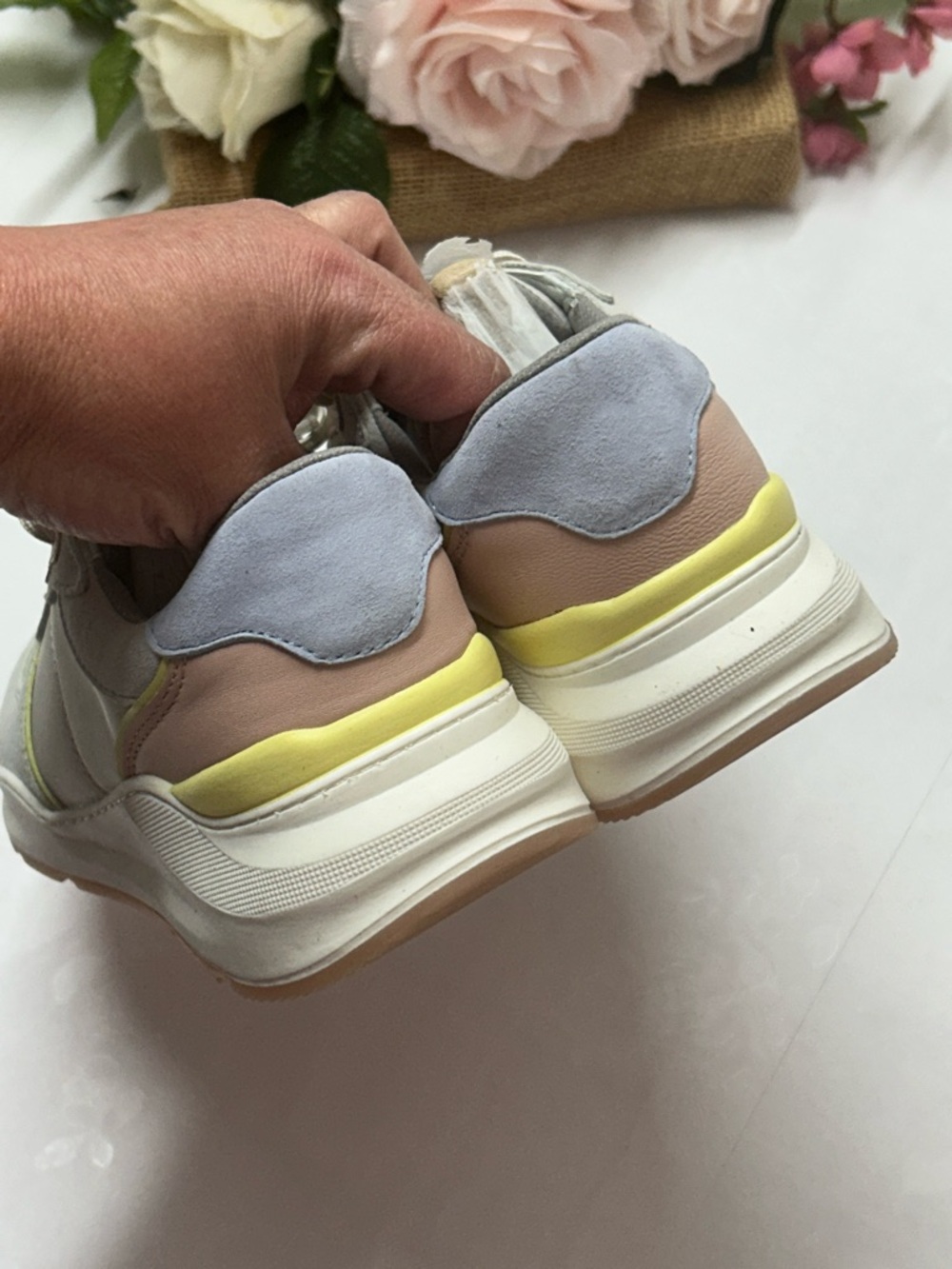 Naturalizer Women's Light Gray Sneakers with Pastel Pink, Yellow & Blue Accents - Picture 6 of 8